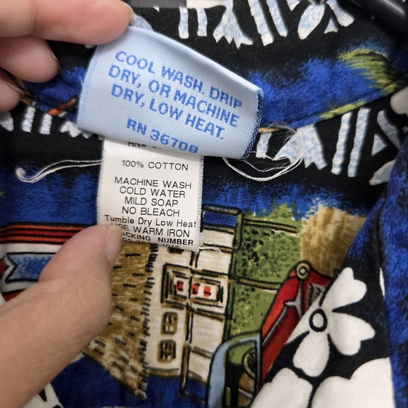 Blue and White Casual Button Down Shirt with Floral Design Boy Size 14 - Picture 3 of 10